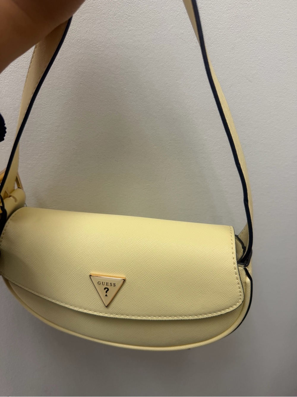 GUESS Light Yellow Shoulder Bag with Gold-Tone Logo